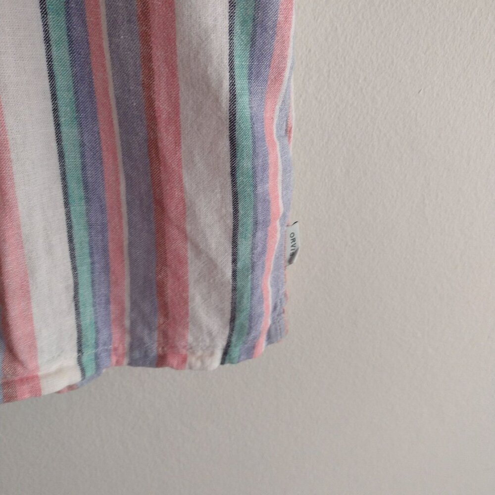 Orvis Womens Striped Button-Up Shirt M Pink Blue White Breathable Relaxed Top - Picture 6 of 9